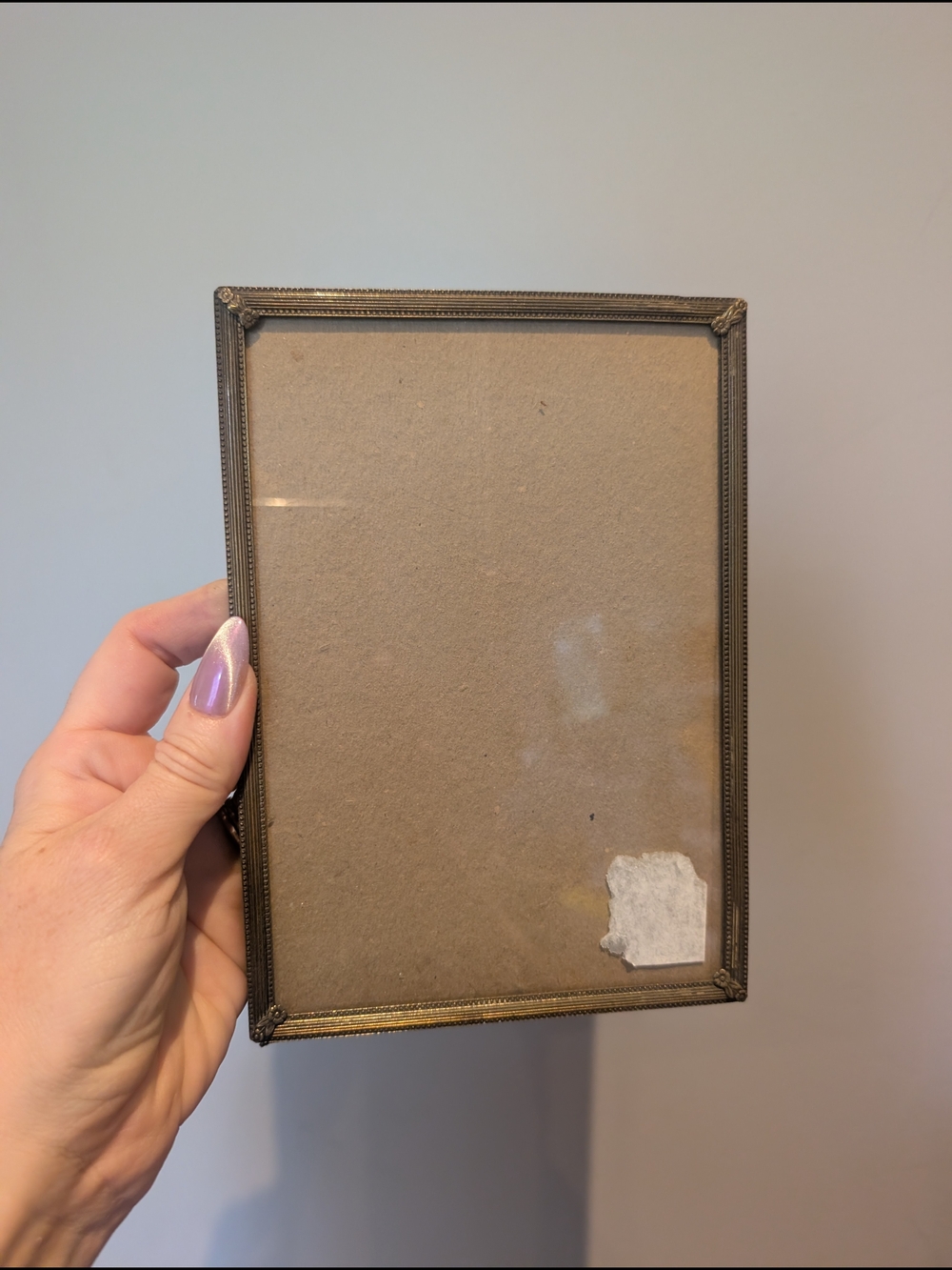 Vintage Brass Tone Rectangular Photo Frame - Brown